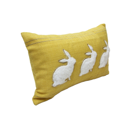 Poduszka dekoracyjna Zajączki 48x28cm Żółta